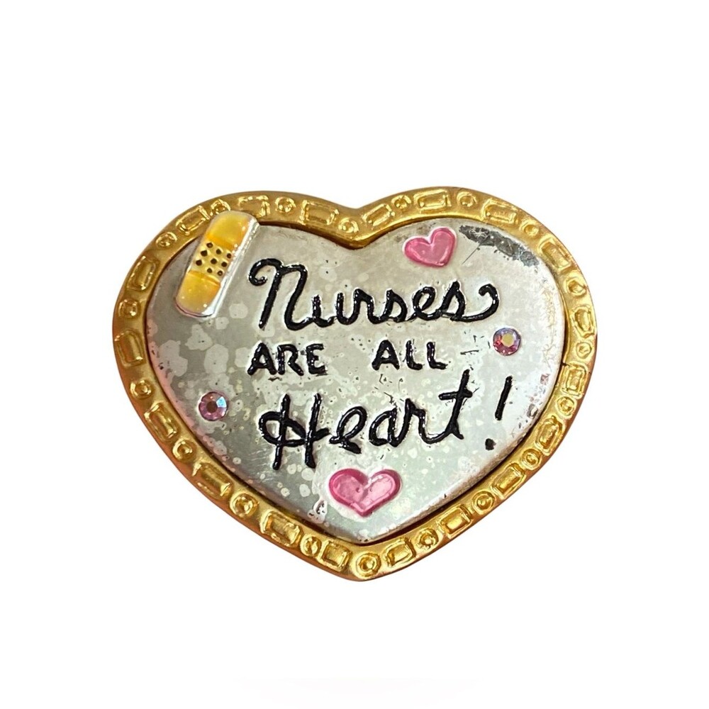 AJMC Nurses Are All Heart Heart Pin Brooch Vintage Jewelry Nurse Gift Idea